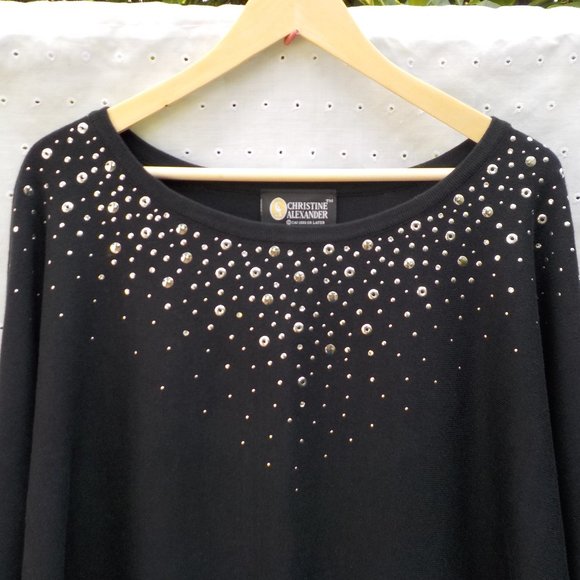 NWT Christine Alexander Embellished Top Black SZ S - Picture 2 of 16